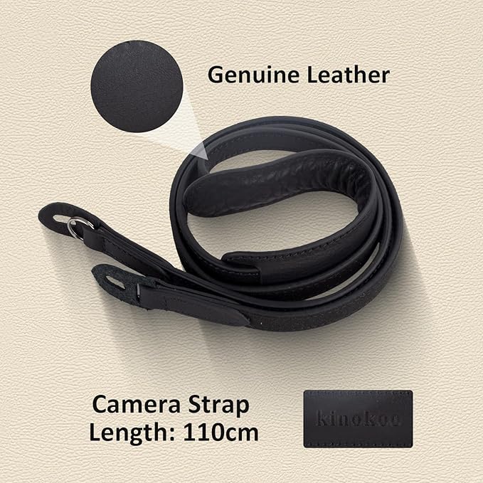 MUZIRI KIINOKOO Genuine Leather Camera Neck Shoulder Strap - Vintage Leather Shoulder Strap for Most of Digital Cameras
