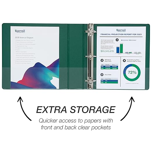 Samsill Durable 2 inch 3 Ring Binder, Made in USA, D Ring Binder, FSC 100% Recycled Chipboard, Green, 4 Pack