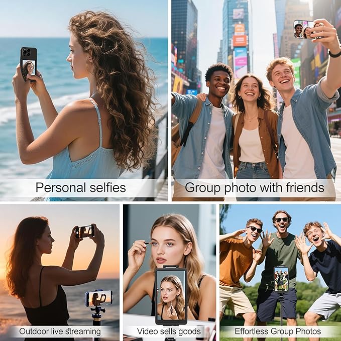 4" Vlog Selfie Monitor Screen for iPhone - Magnetic Back Camera Monitor with 4K HD, Wireless Remote, WiFi Live View & Built-in Speaker, Camera Buttons, 180° Rotation for Short Video/Live