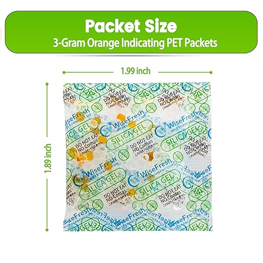 Silica Gel Packets, 3 Gram [1000Pcs ] Food Safe Desiccant Packs, Orange to Green Indicating- Moisture Absorbers for Storage