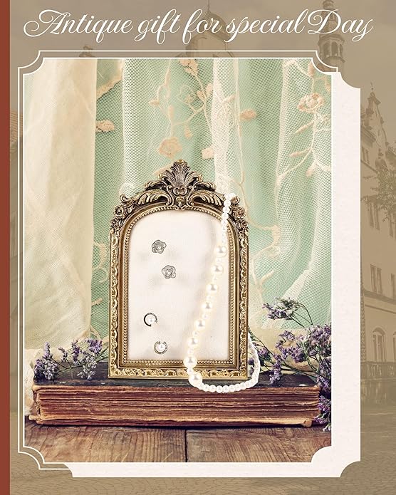 Jewelry Display Stand Vintage Necklace Organizer Ring Holder Earring Tray Resin Jewelry Photography Props Frame with Velvet Backing for Gifts