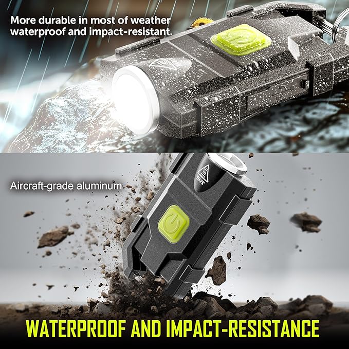 lexall LED Small Flashlight, 2 Pack 500Lumens Bright Mini Keychain Light, USB Rechargeable Pocket Lights with 3 Modes Compact Baseball Cap Lights Indoor and Outdoor for Walking,Searching and Hiking