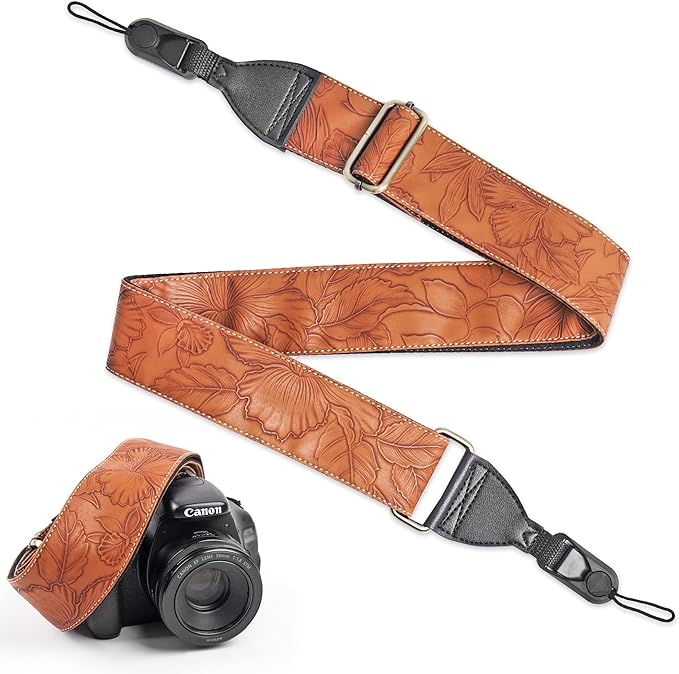 QIELIZI Lifestyle Camera Strap,Vintage Adjustable Vintage Neck & Shoulder Strap for All DSLR Cameras