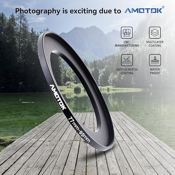 77mm Lens to 95mm Camera Lens Adapter,77mm-95mm Filter Step up Rings,Compatible All 95mm Filter Accessory.Made from CNC Machined