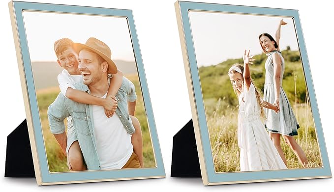 Sheffield Home Tabletop Picture Frame – Iron Enamel Decorative Display Frame for Home or Office, 5x7 Inch, Light Blue