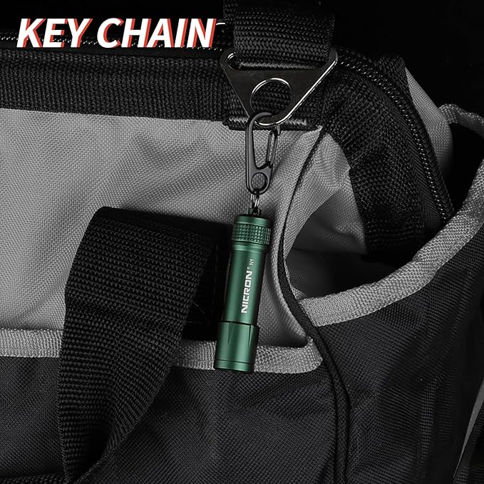 NICRON EDC Keychain Flashlight N1 Mini LED Light with AAA Battery, Portable Mini Light IPX7 Waterproof Build for Outdoor Camping etc (Green)