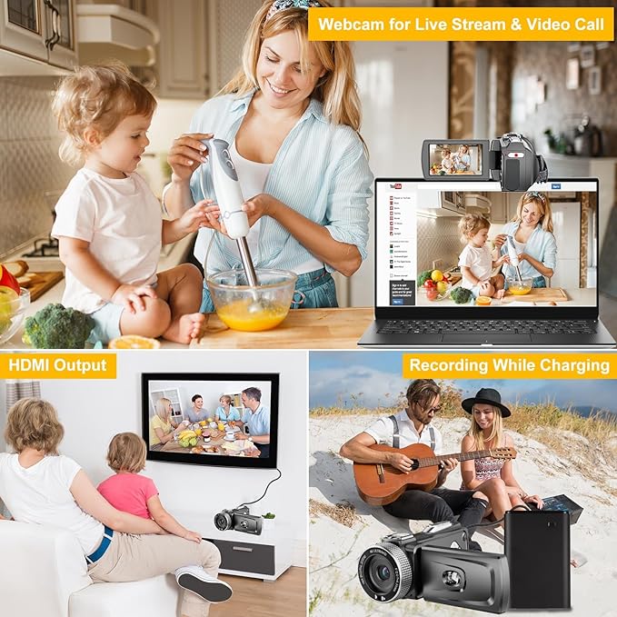 4K Video Camera Camcorder - 48MP 30FPS with Wireless Lavalier Mic & External Mic | 3" Ultra HD Screen, 18X Digital Zoom | Vlogging/YouTube Recorder + 32GB SD Card Included