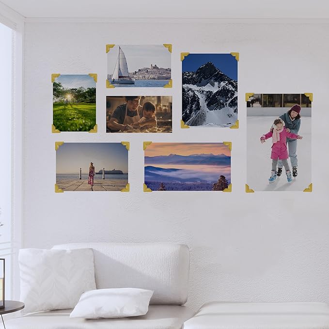 240 Pieces Photo Corners Self Adhesive Photo Corner Stickers, Picture Mounting Corners Acid Free Photo Corner for DIY Scrapbook, Album, Picture Frames, Journal Supplies (Gold)