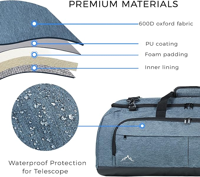 Shock-Absorbent Telescope Bag–Multipurpose Telescope Carrying Case with Adjustable Shoulder Strap and Storage & Carrying Case for Accessories for Celestron