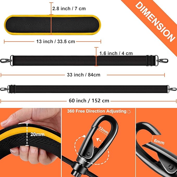 60 Inch Shoulder Strap, Ultra-Thick and Padded with Metal Swivel Hooks for Laptop Messenger and Crossbody Canvas Bags