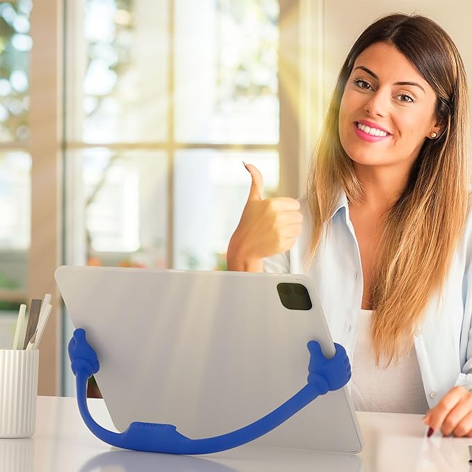 Honsky Adjustable Tablet Stand, Portable Phone Holder for Desk Bed - Multi-Angle Drawing Stand Compatible with All Tablets (Blue)