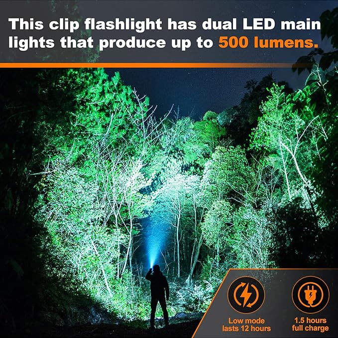 Mini Keychain Flashlight, EDC Flashlight Clip-On Light, 7 Modes with LED Side Lights Type-C Rechargeable, Compact Pocket COB Light, for Signaling, Work, Emergency, Outdoor Use
