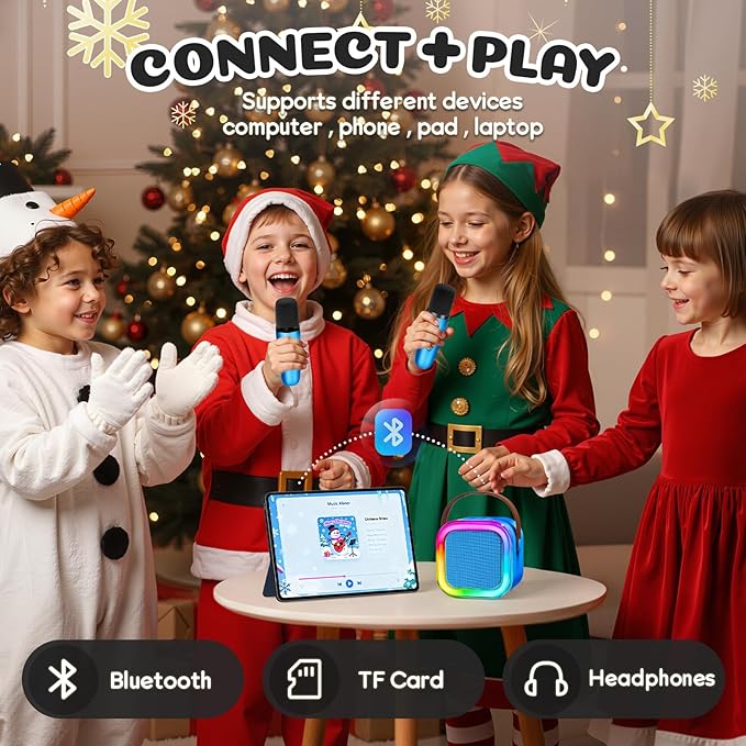 Mini Karaoke Machine for Kids, 2026 TOP Toys Birthday Gifts Ideas for Girls Ages 4, 5, 6, 7, 8, 9, 10, 12+ Years Old, Portable MP3 Player with 2 Wireless Mics for Family Home Party