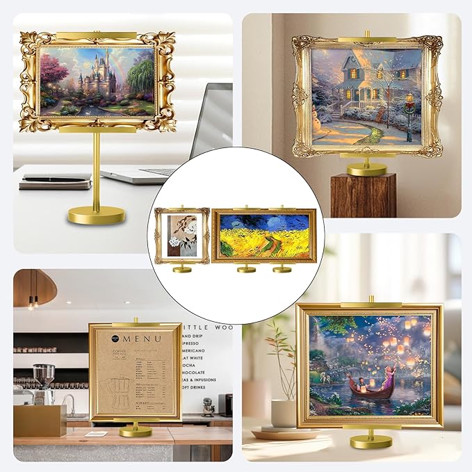 Photo Frame Tabletop Easel Stand-Heavy Duty Tabletop Display Easel, French Style Gold Easel Stand,Picture Frame Stand for Wedding/Art/Photos,Picture Easels (Gold, 28inch)