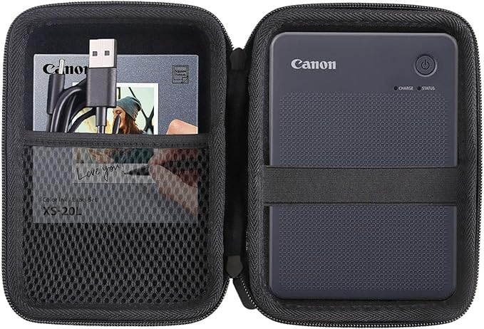 JINMEI Hard EVA Carrying Storage Case Compatible with Canon SELPHY QX20 / SELPHY Square QX10 Compact Photo Printer Protective Travel Storage Box (Black)