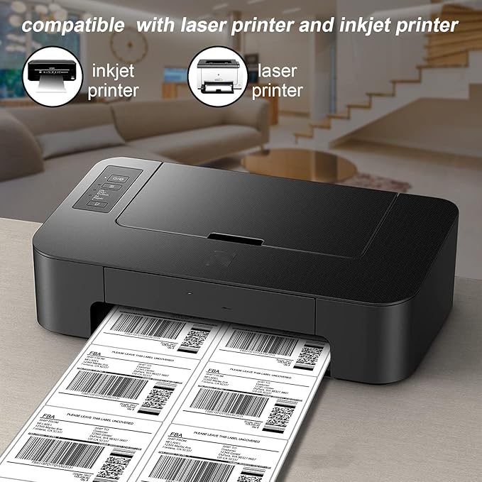 [100 Sheets 600 Labels] Shipping Labels 3 1/3"x4" Printable White 6 up Labels for Laser/Inkjet Printers, Mailing FBA Address Label Sticker Paper - Permanent Adhesive Label Blank