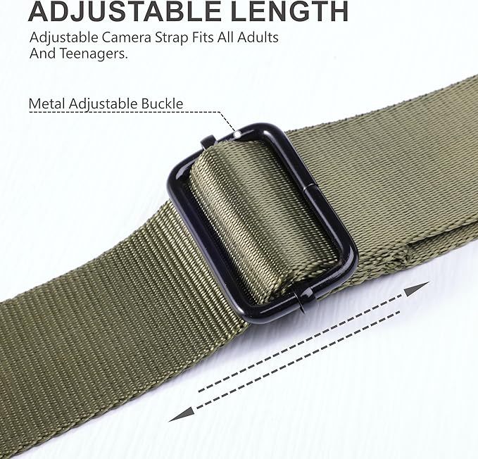 Padwa Lifestyle Adjustable Camera Strap - 1.5" Full Grain Leather Ends Camera Straps for Photographers, Adjustable Neck Shoulder & Crossbody Nylon Strap Quick Release for Cameras and Binoculars