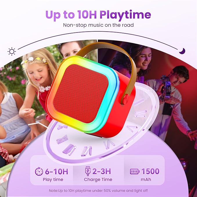 Karaoke Machine for Kids Adults, Portable Bluetooth Speaker with 2 Wireless Karaoke Microphones, 2026 TOP Birthday for Girls Boys 3,4,5,6,7,8+Year Old Toddler Toys Karaoke Player(Red)