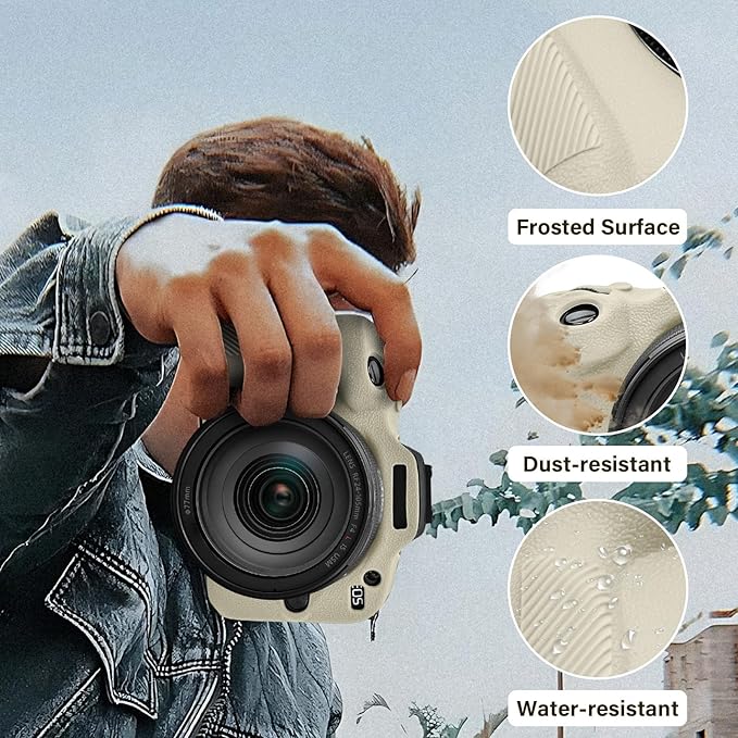 EOS R100 Camera Case Accessories Kit - Silicone Protective Case for Canon eos R100[White] & LCD Screen Protector for Canon R100[2 Packs] & Camera Hot Shoe Cover for R100