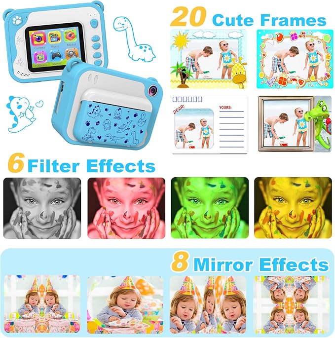 Kids Camera Toddler Camera Instant Print, 1080P Video, 32GB SD Card, Childrens Toy Easter Birthday Gifts for Boys Girls 3 4 5 6 7 8 9 10 11 12 Years Old