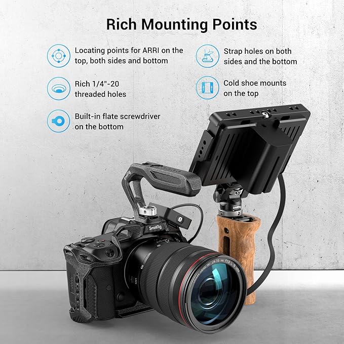 SmallRig R5 R5 C R6 Cage Kit for Canon R5 R5 C R6 Mirrorless Camera with Top Handle and Dedicated Cable Clamp, Aluminum Alloy Cage for Canon R5 R6 R5 C Camera 3234