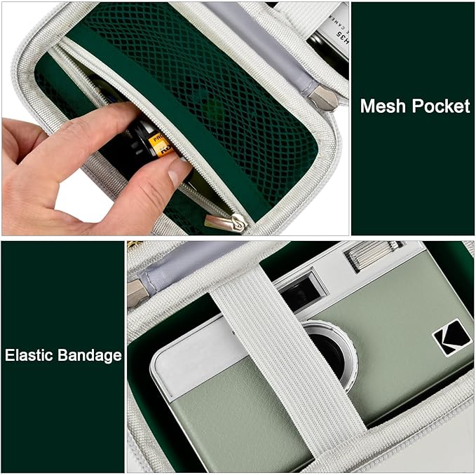 Grapsa Digital Camera Case Compatible with KODAK EKTAR H35 H35N Half Frame Film Camera, Storage Holder Organizer for Kodak Ultra F9 M35 M38 Paper Shoot kamera, 35mm Film Rolls (Box Only) - Dark Green