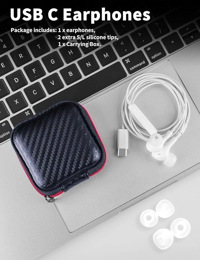 USB C Headphone for Samsung S26 S25 FE S24 A16 A17 Wired Earbuds Magnetic in-Ear Type C Earphone with Microphone Volume Control Bass Stereo Noise Canceling for iPhone 17 Pro Max 16 16e 15 Pixel 10 9a