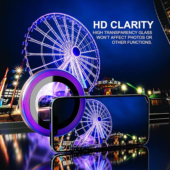 Choiche Compatible for iPhone 13 Pro/iPhone 13 Pro Max Camera Lens Protector, 9H Tempered Glass Camera Cover Screen Protector Metal Ring Decoration Accessories (Colorful)