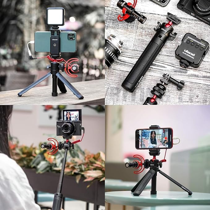 Ulanzi MT-16 Camera Tripod Stand Holder, Mini Tabletop Tripod Selfie Stick with Cold Shoe for iPhone 17 Canon G7X Mark III Sony ZV-1 RX100 Osmo Pocket3 Osmo Nano Vlogging Filmmaking Live Streaming