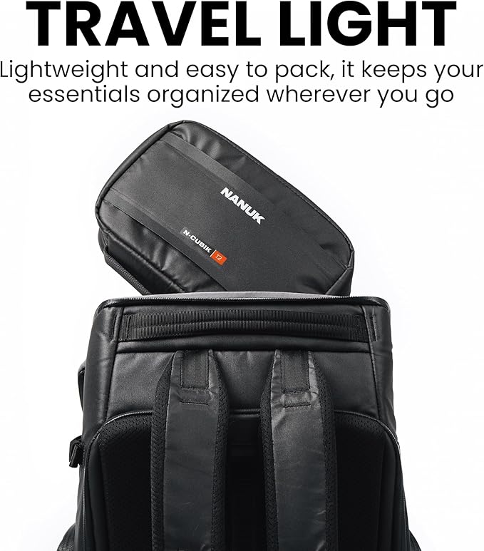 NANUK N-Cubik T2 Camera Bag Insert – Water-Resistant Pouch – Shockproof Protective Camera Insert for Backpack – Perfect for Accessories & Gear (10.6” x 6.5” x 3.5”)