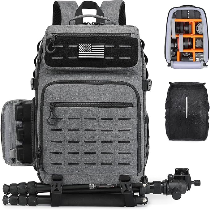 HAMBOLY Professional Camera Bag Backpack, Large Waterproof Photography Bag Case for DSLR/SLR/Mirrorless Camera with Tripod Holder/15.6’’ Laptop Compartment/Rain Cover