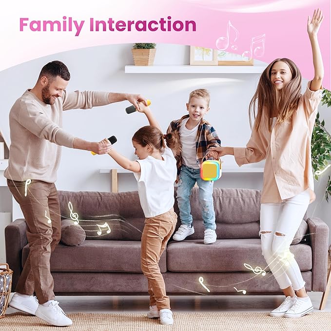 Karaoke Machine for Kids Adults, Portable Bluetooth Speaker with 2 Wireless Karaoke Microphones, 2026 TOP Birthday for Girls 3,4,5,6,8+Year Old Toddler Toys Karaoke Player(Yellow)
