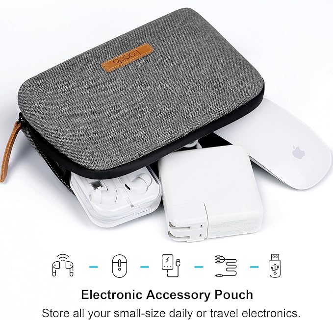 Lacdo Electronic Organizer Travel Cable Organizer Bag Pouch Case Tech Electronic Accessories Case Portable Charger Cases for Cords, Cable, MacBook Laptop Charger, Power Adapter, Mouse, Power Bank,Gray