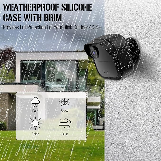 Silicone Skin Case/Cover for Blink Outdoor 4 (4th Gen) - Weatherproof Silicone Case with Brim for Full Camera Protection, Blink Outdoor 4 Smart Security Camera Accessories (Black, 1 Pack)