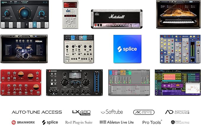 Focusrite Scarlett 2i2 4th Gen USB-C Audio Interface Bundle with PreSonus Eris 3.5 Studio Monitors Recording Shield Condenser Microphone Headphones and Cables
