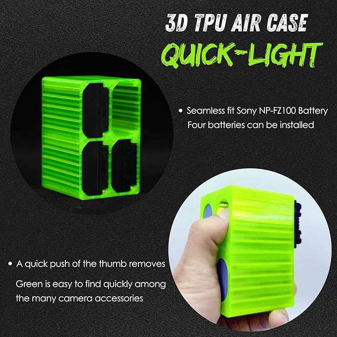 ZALUNERO TPU Airbag FZ100 Camera Battery Case, 33g Weight Battery Storage Case for 4 FZ100 Batteries,Compatible with Sony NP-FZ100 Battery,Seamless Fit & Ideal for Travel & Storage