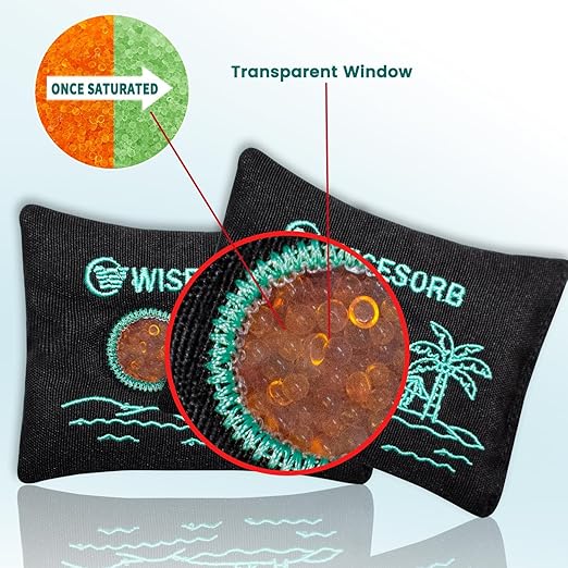 100g x 2pcs Reusable Desiccant Packs for Storage, Color Indicating Silica Gel Packets Moisture Absorbers with Visible Window, Rechargeable Dehumidifier Bags for Gun Safe Car Closet Basement