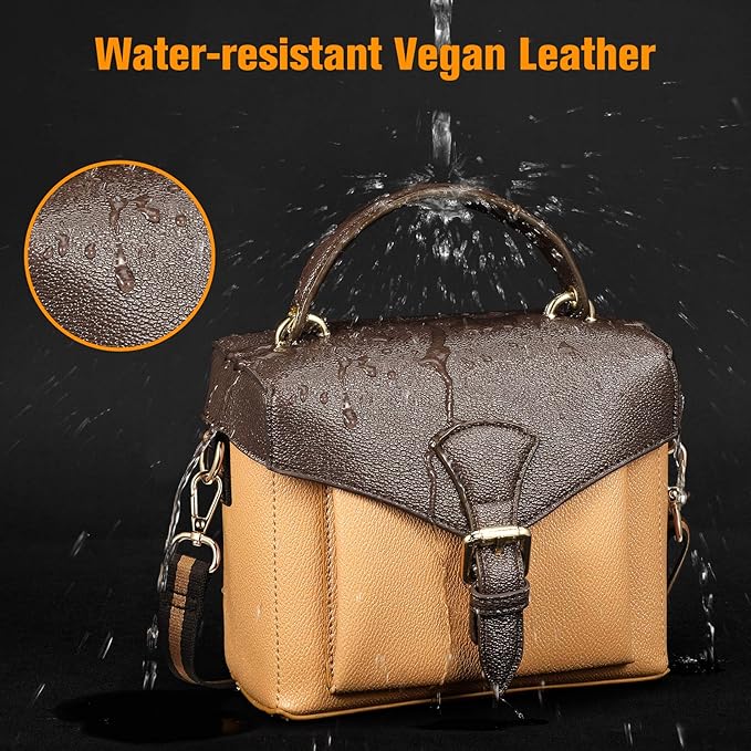 FINPAC Protective Case Leather Crossbody Handbag for Fujifilm Instax Mini 12/11/9/8+/8/90/70/40/26+/25/7s/Mini LiPlay/Square SQ1/SQ6/SQ40 Polaroid PIC-300 Instant Camera with Film Pack Pocket, Brown