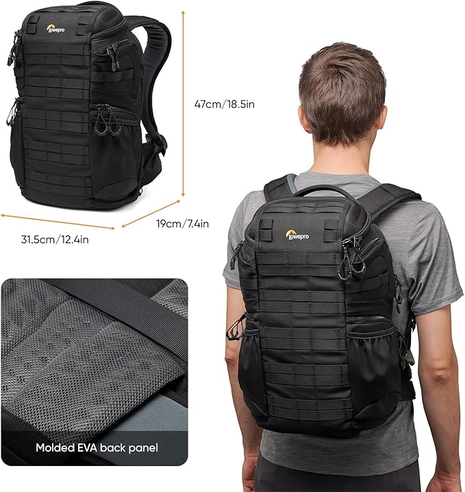 Lowepro ProTactic BP 350 AW III Camera Backpack, 4-point Access, Professional Camera Bag, DSLR/Drones/Mirrorless, Up to 14" Laptop, Rain Cover, for Photographer,Videographer, Volume 17L