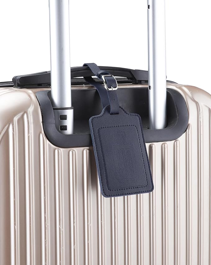 Teskyer Luggage Tags, Thick & Durable, Easy to Identify, Privacy Protection, TSA Approved Travel Essentials Suitcase Tags - 2 Pack, Blue