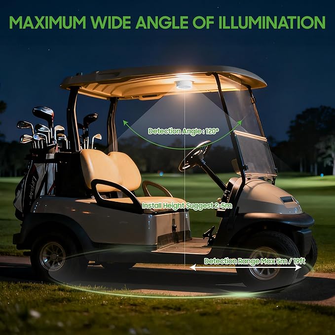 10L0L Universal Golf Cart Dome Light for EZGO Club Car Yamaha UTV, Wireless Lighting USB Rechargeable L E D Touch Car Dome Light Can Stick Anywhere, Great Golf Gifts (White) (1, RGB White)