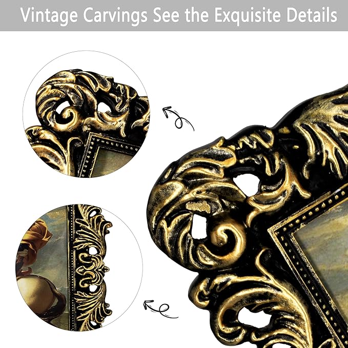 Black 11x14 Picture Frame Ornate Gothic Vintage Antique for Wall Display, Baroque Frame Fits 8x10 Photos with Mat