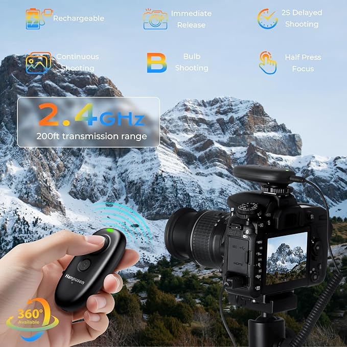 Rechargeable Wireless Camera Remote Control for Panasonic S5II, GH6, S5, BGH1, GH5 II, BS1H, S5IIX, G9 II, GH7, G97, S1RII, S1IIE, S1II, Upgrade Hanpusen Shutter Release Replaces DMW-RSL1