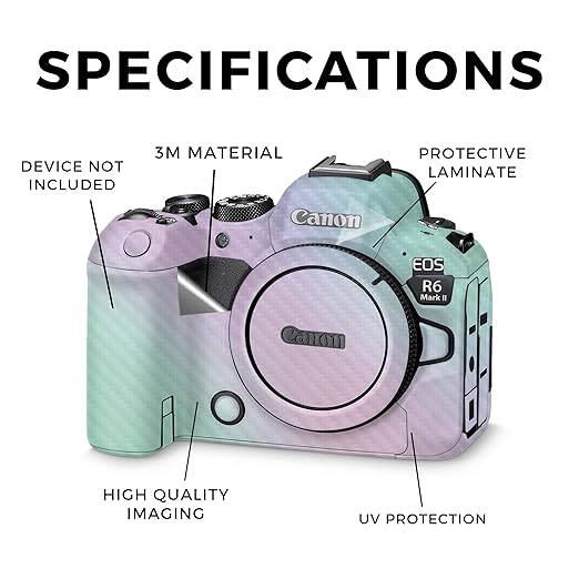 Carbon Fiber Camera Skin Compatible with Canon EOS R6 Mark II Camera (2022) - Cotton Candy - Premium 3M Vinyl Protective Wrap Decal Cover - Easy to Apply | Crafted in The USA by MightySkins