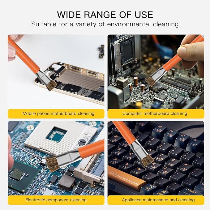 GTHUNDER 2pcs Phone Motherboard IC Cleaning Brush,Double Head Anti-Static ESD Safe Hard Brush,Motherboard Cleaning Tools Cleaning Brush for Cleaning Computer,Mobile Phone,Watch etc（Orange