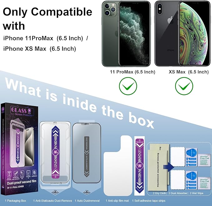 SHANG PIN JIA 2 Pack Matte Screen Protector for iPhone 11 Pro Max and iPhon XS MAX 6.5-Inch Auto Dust Removal, No Bubbles, Tempered Glass Film, Easy Installation