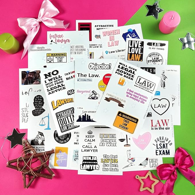 BulbaCraft 100 Pcs Law School Stickers, Lawyer Stickers, Law School Gifts, Gifts for Women & Men