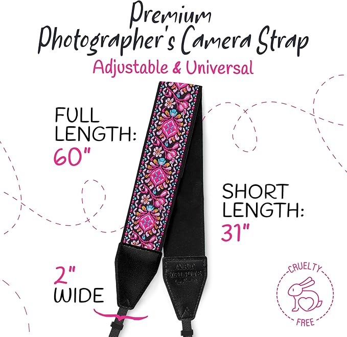 Art Tribute Camera Strap for All DSLR and Mirrorless Cameras. Add Your Name Or Initials Make It a Personalized Gift