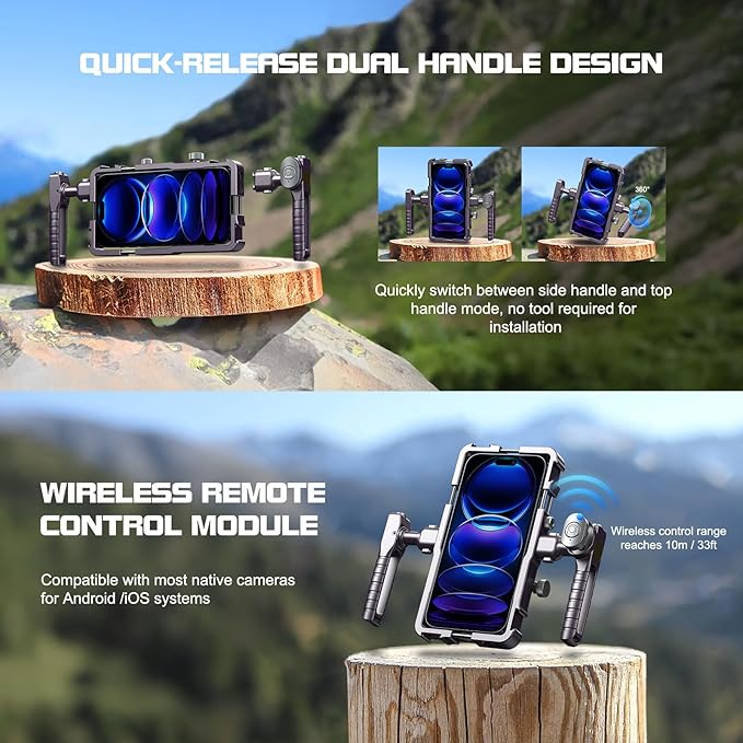 Universal Phone Cage, Smartphone Video Rig Kit with Handles, All-in-One Mobile Video Kit, Quick Release Universal Phone Video Rig Kit, Handheld Filmmaking Vlog Case Stabilizer for Videomaker
