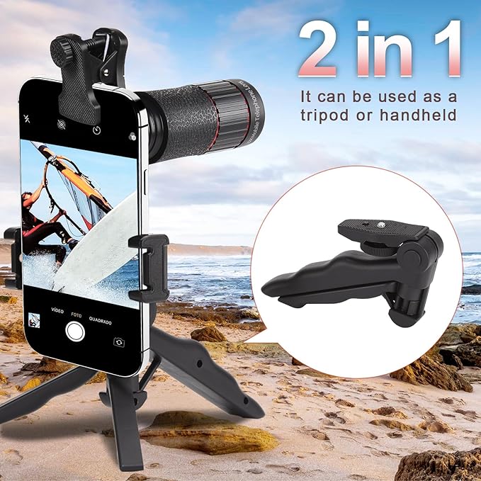32X Telephoto Phone Lens, High Power HD Lens Attachment with Adjustable Tripod & Universal Clip, Compatible with iPhone Android, Ideal for Bird Watching, Concert, Outdoor Photography